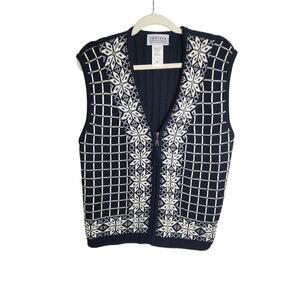 VTG Jantzen Womens Nordic sweater vest half zip sz XL Grandma, Grandpa, Holiday